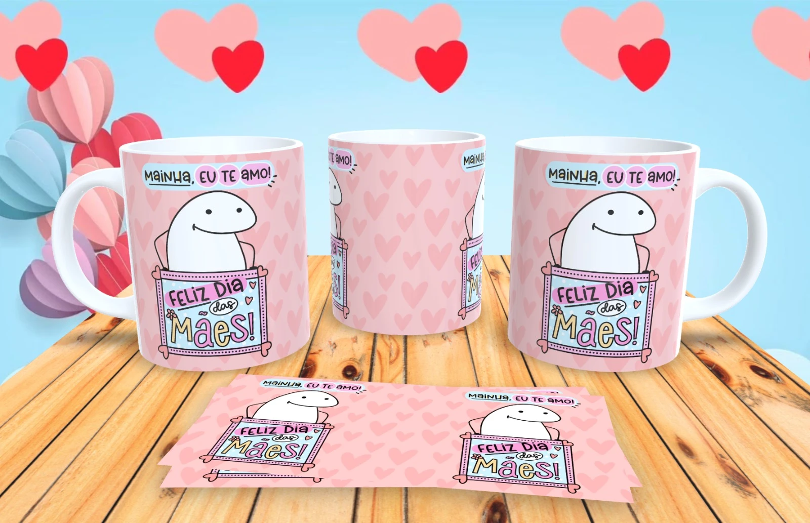 Caneca Flork Frase Mainha eu te amo Mãe