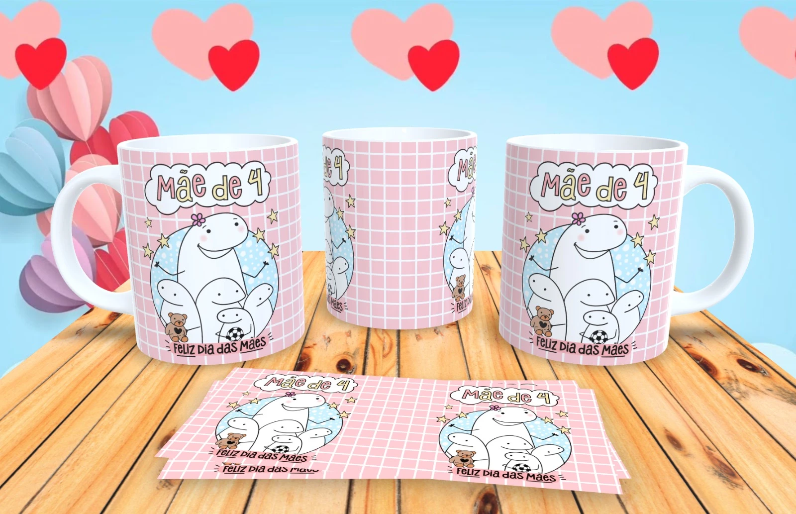 Caneca Flork Mãe de 4 Presente Criativo Mãe