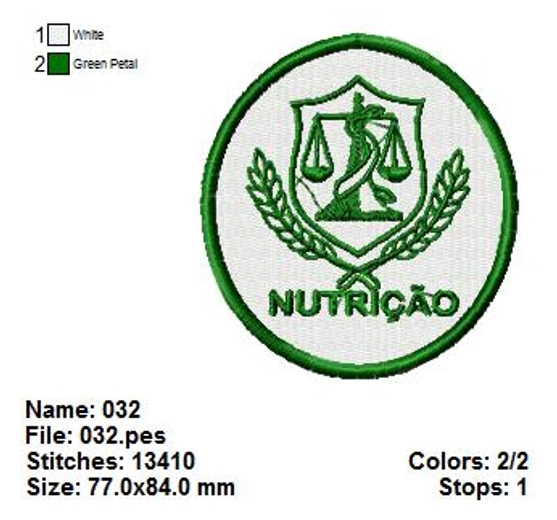 Matrizes de Bordado Profissões – Nutrição 2  (PES, JEF, DST, EXP)