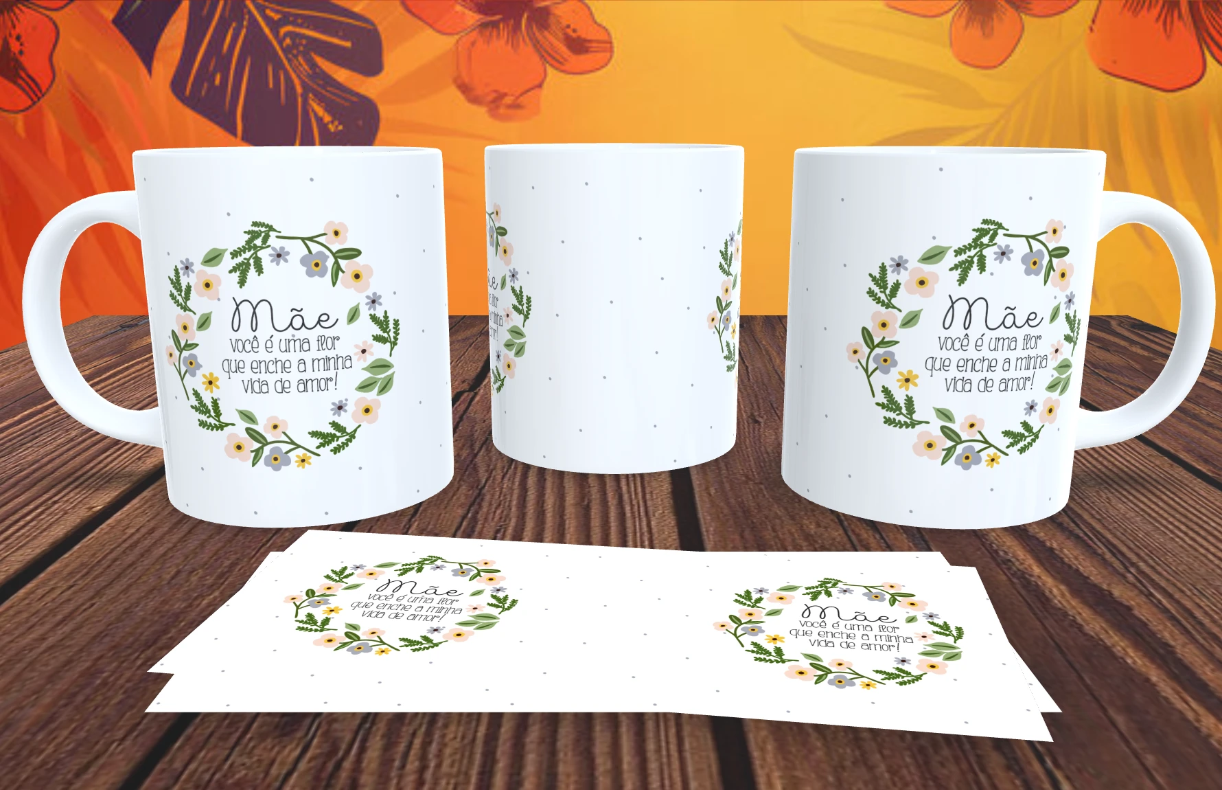 Caneca Floral Mãe é flor Caneca Presente