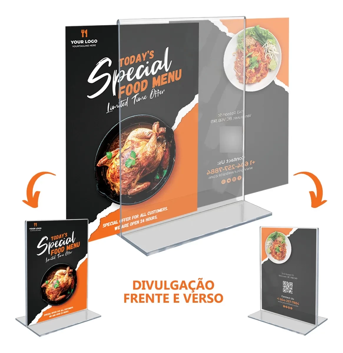 Display Acrílico T 10x15 cm – Suporte para Placa QR Code Pix