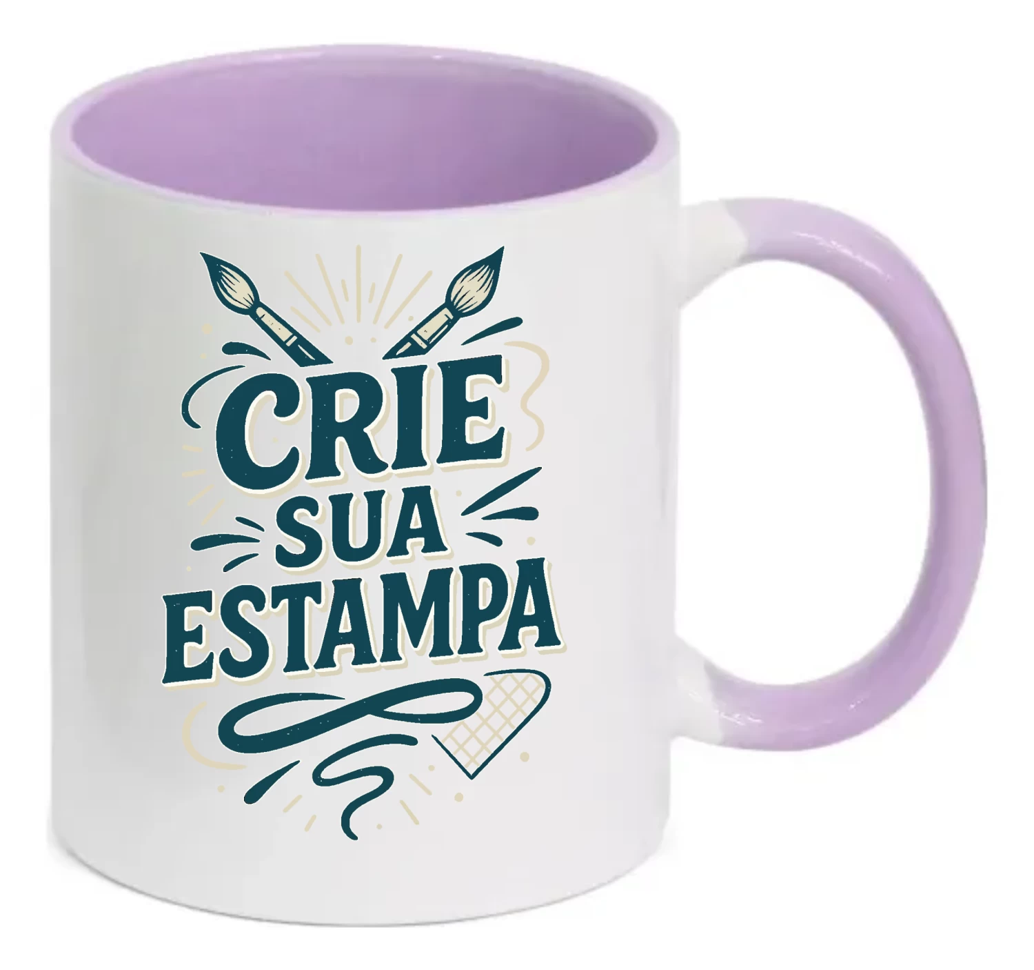 Caneca Personalizada 325ml Porcelana – Alça e Interior lilas