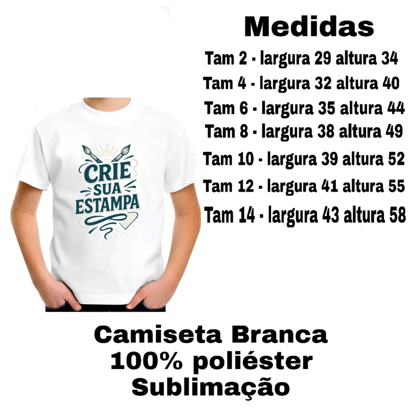 Camiseta Infantil Personalizada em Poliéster – Leve, Confortável e Cheia de Cores