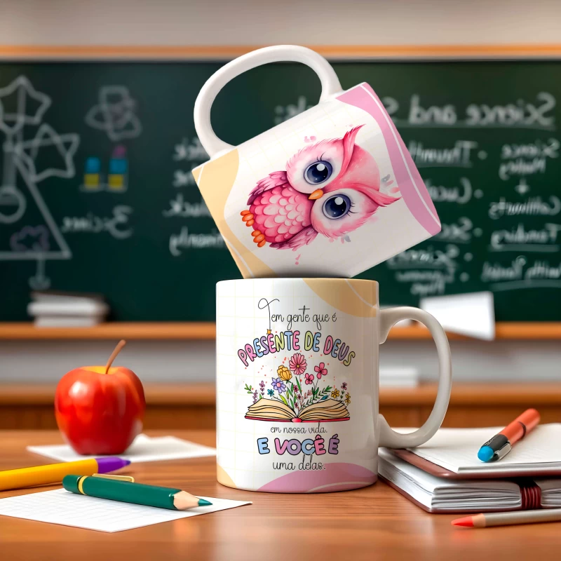 Caneca Dia dos Professores - Professora coruja