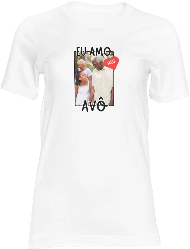 Camiseta Branca 100% Poliéster "Eu Amo Meu Avô" – Sublimada com Entrega Rápida