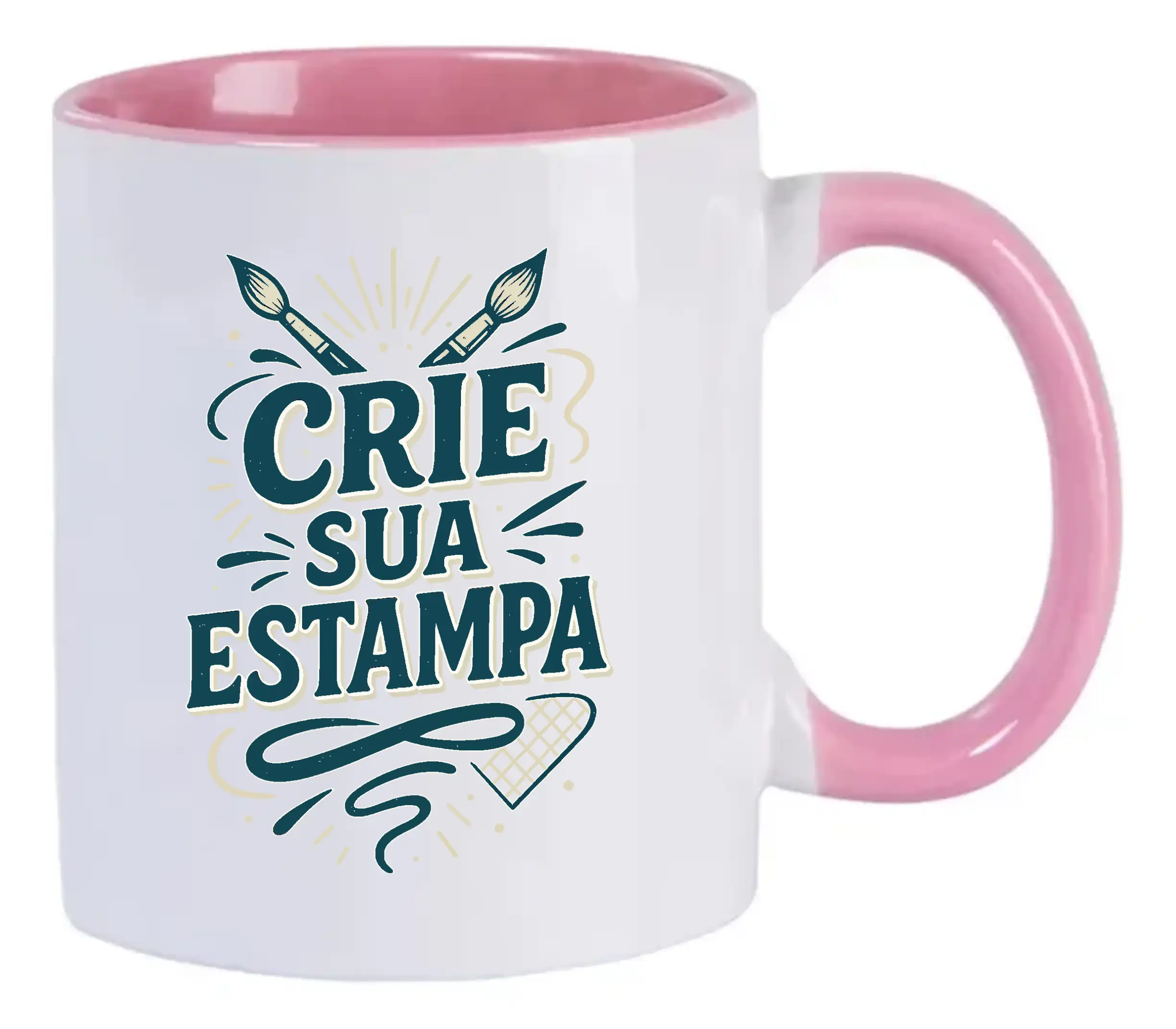 Caneca Personalizada 325ml Porcelana – Alça e Interior rosa
