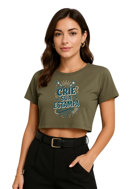 Cropped Feminino Verde Larguinho Personalizado – Blusa Estilosa Tshirt Camiseta Customizada