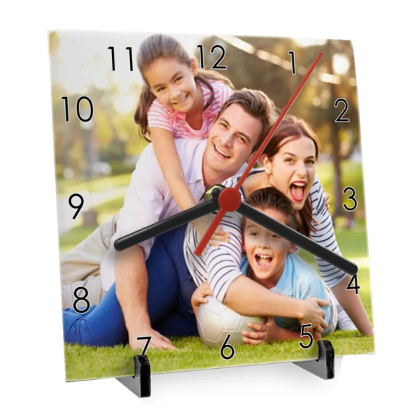 Relógio Personalizado em Azulejo 20x20cm com Suporte – Foto, Arte ou Logo