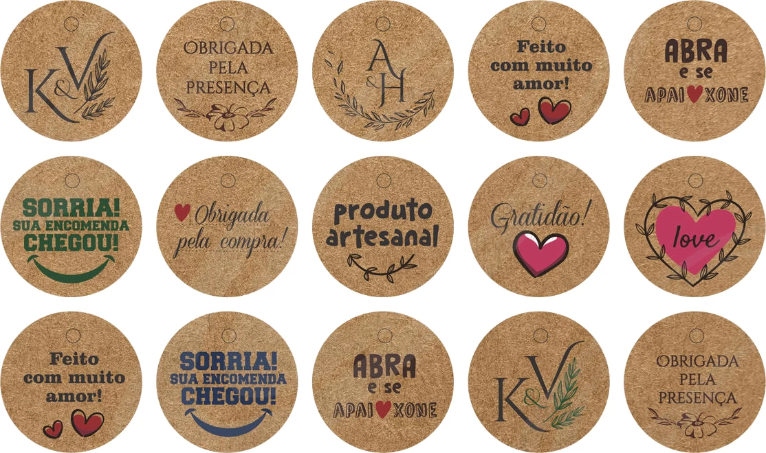 Tags Redondas Kraft com Furo – Até 5 cm | Personalizáveis para Lembrancinhas, Brindes e Embalagens