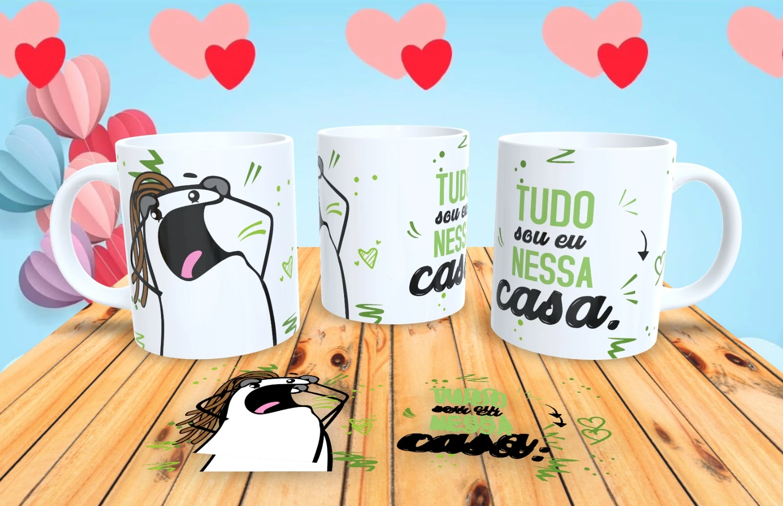 Caneca Flork Tudo Eu Nessa Casa Mãe Engraçada