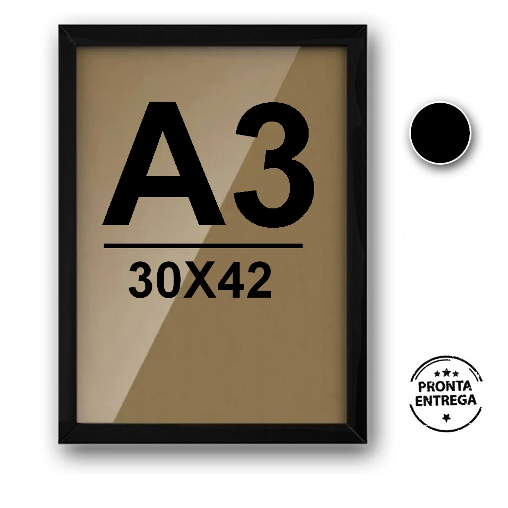 Quadro com Moldura A3 – Madeira com Vidro | Pronto para Decorar