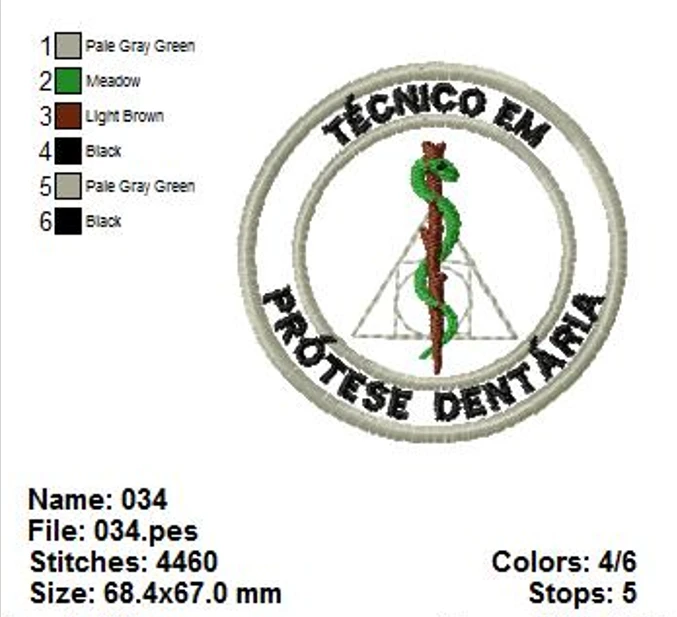 Matrizes de Bordado Profissões – Técnico em Prótese Dentária (PES, JEF, DST, EXP)