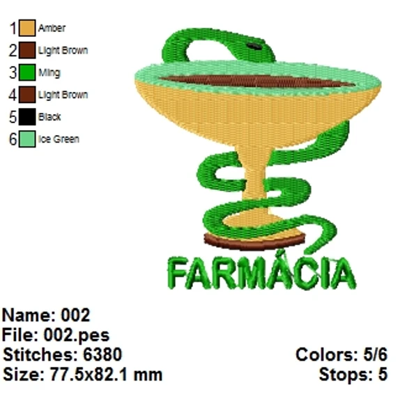 Matrizes de Bordado Profissões – Farmácia (PES, JEF, DST, EXP)