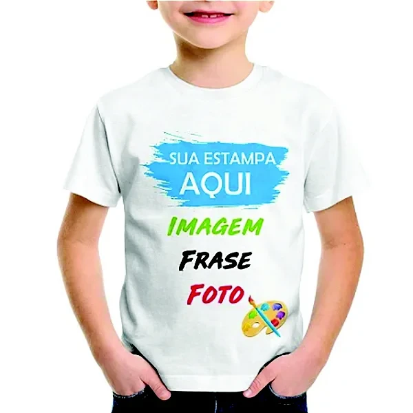 Camiseta Infantil Personalizada em Poliéster – Leve, Confortável e Cheia de Cores