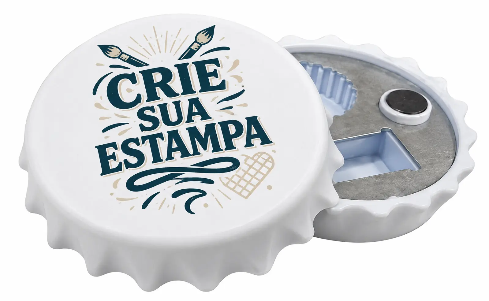 Imã de Geladeira com Abridor Personalizado em Polímero 7,7x7,7cm