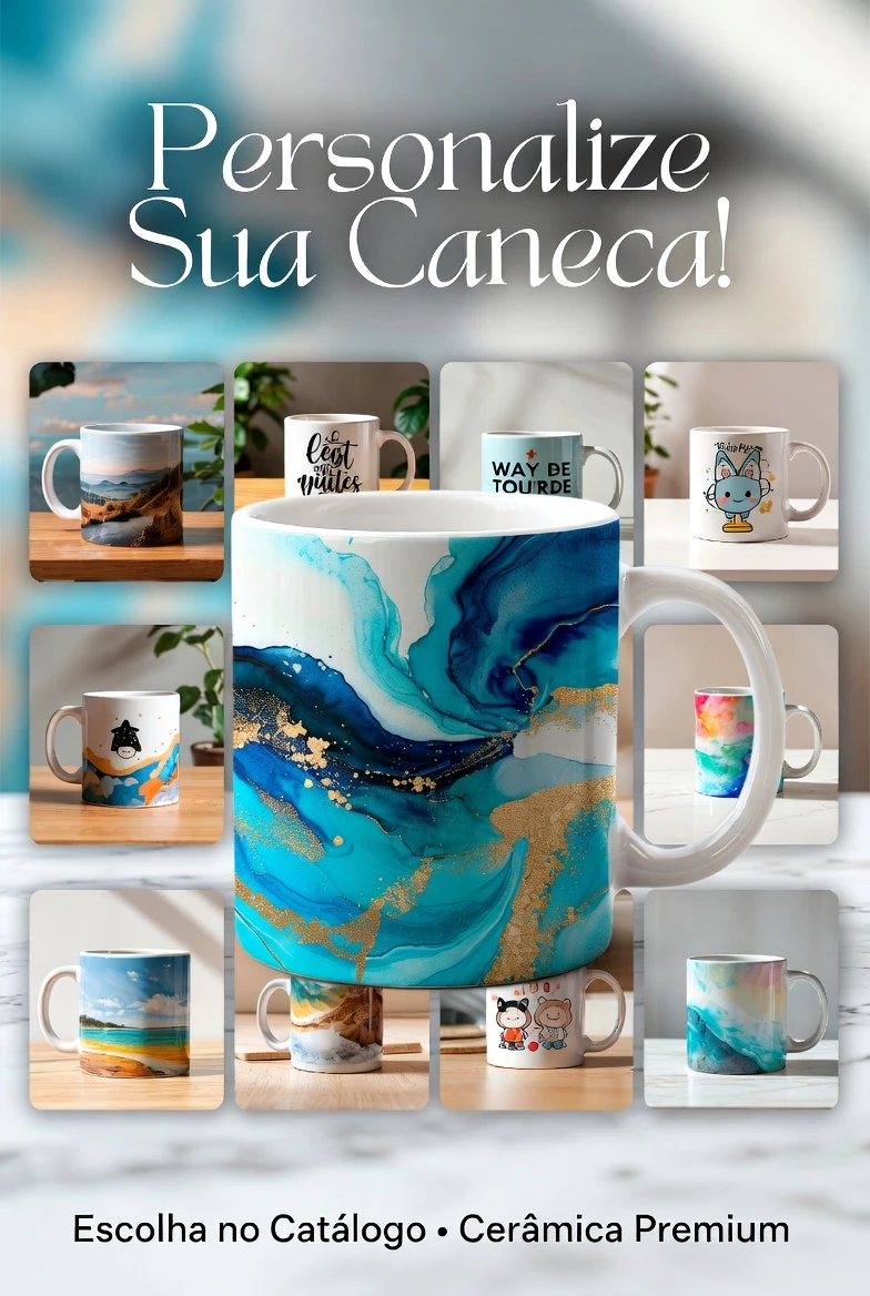 Caneca Personalizada Escolha Sua Arte – Catálogo Com Centenas De Opções