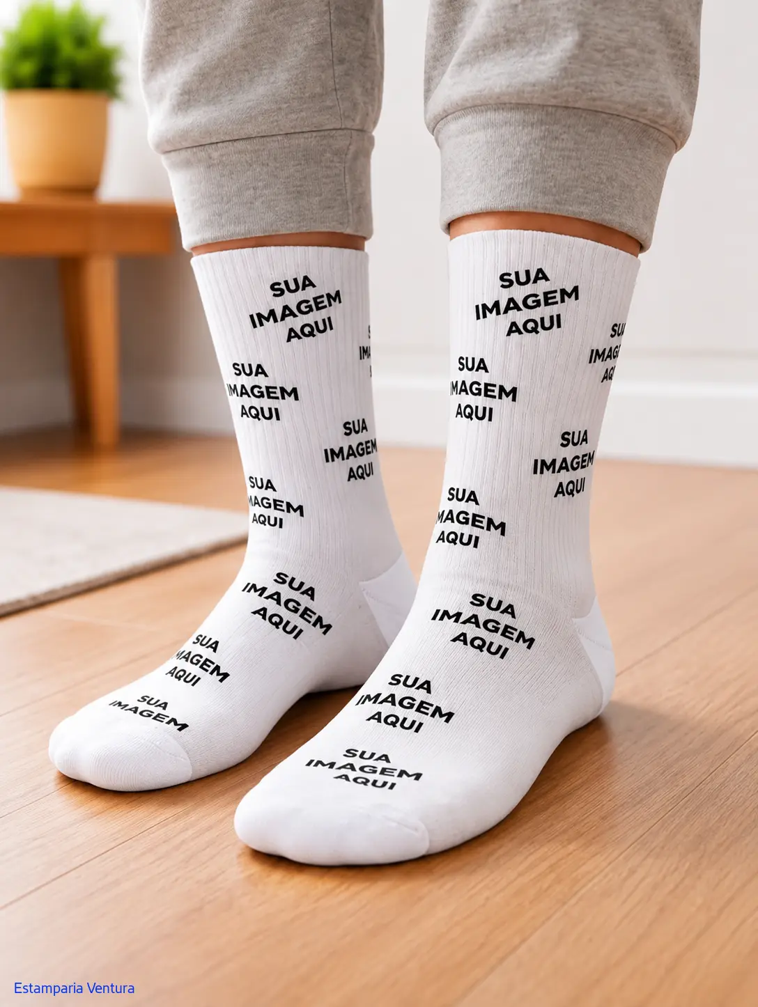 Meia Personalizada com Foto – Ponta e Calcanhar Branco