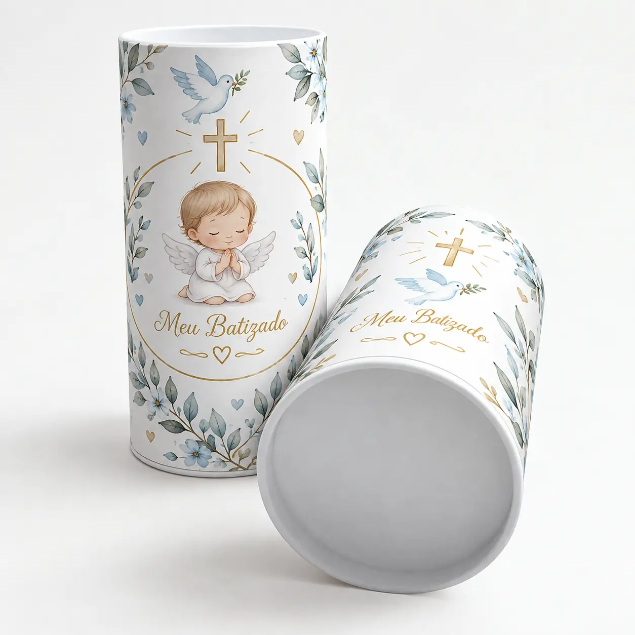 Kit 10 Tubolatas Kraft Personalizadas 8x18cm com Tampa Plástica Colorida — Lembrancinhas e Brindes