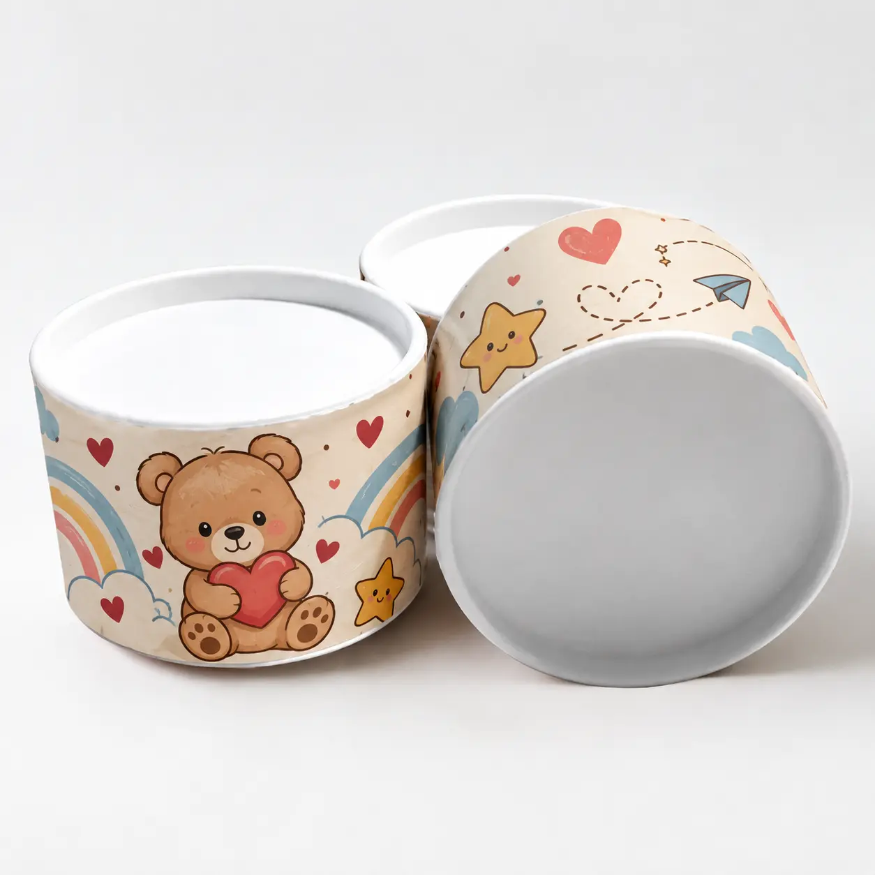 Kit 10 Tubolatas Kraft Personalizadas 8x5 cm com Tampa Plástica Colorida — Lembrancinhas e Brindes
