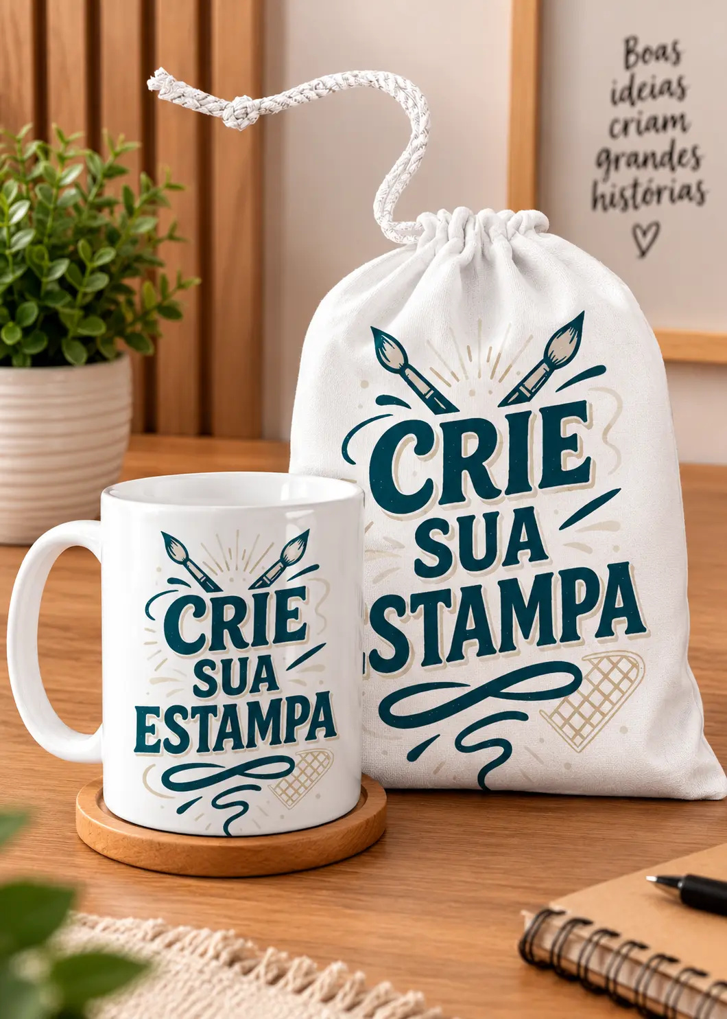 Saquinho em Oxford 20x20 cm para Embalar Caneca — Personalizado com Nome ou Logo