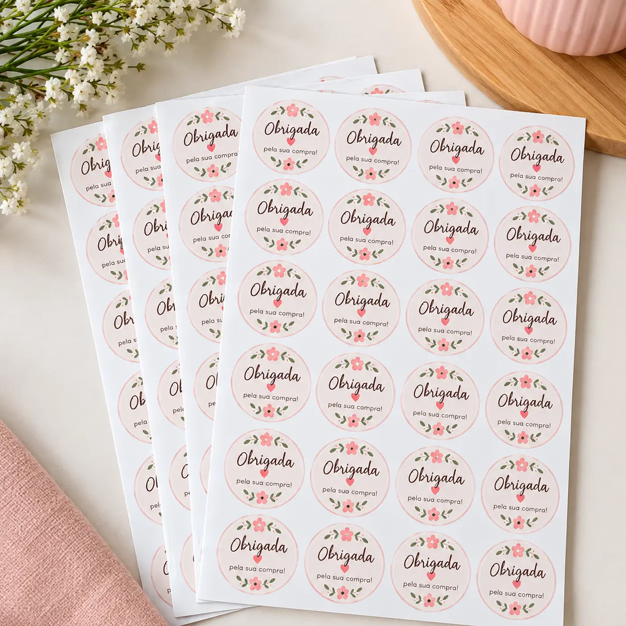 Cartela de Adesivos Personalizados em Papel Fotográfico 80g — Tamanho A4