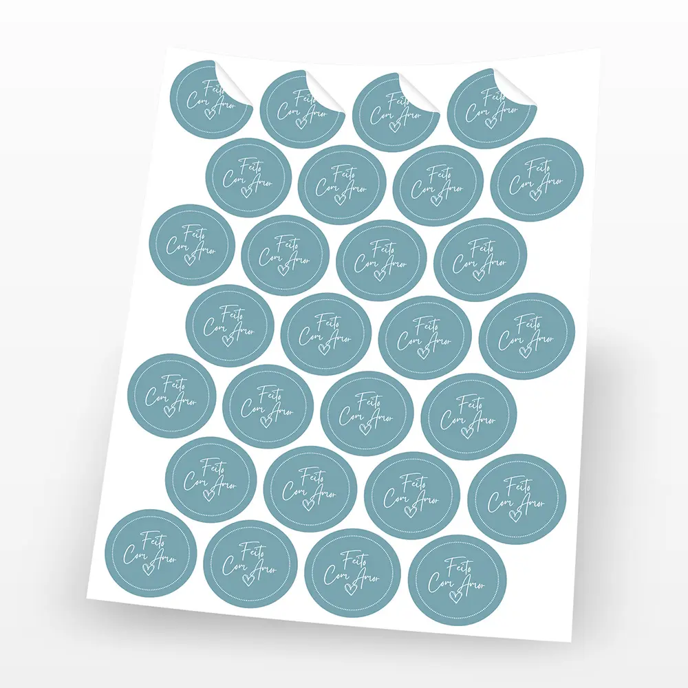 Cartela de Adesivos em Papel Fotográfico A4 130g — Personalizados para Embalagens e Lembrancinhas