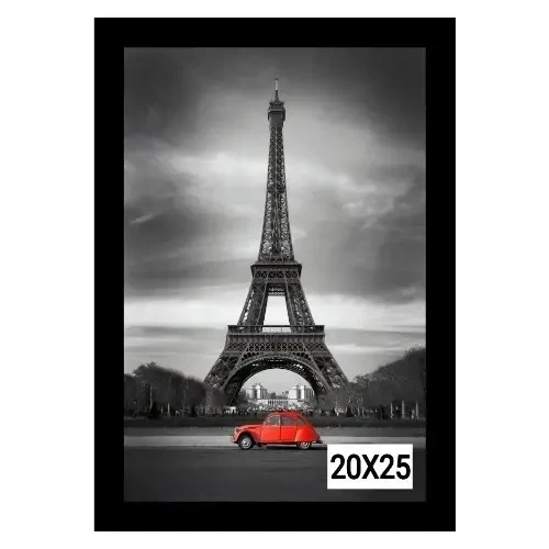 Porta-Retrato 20x25 cm com Vidro — Moldura Preta Clássica para Foto e Decoração