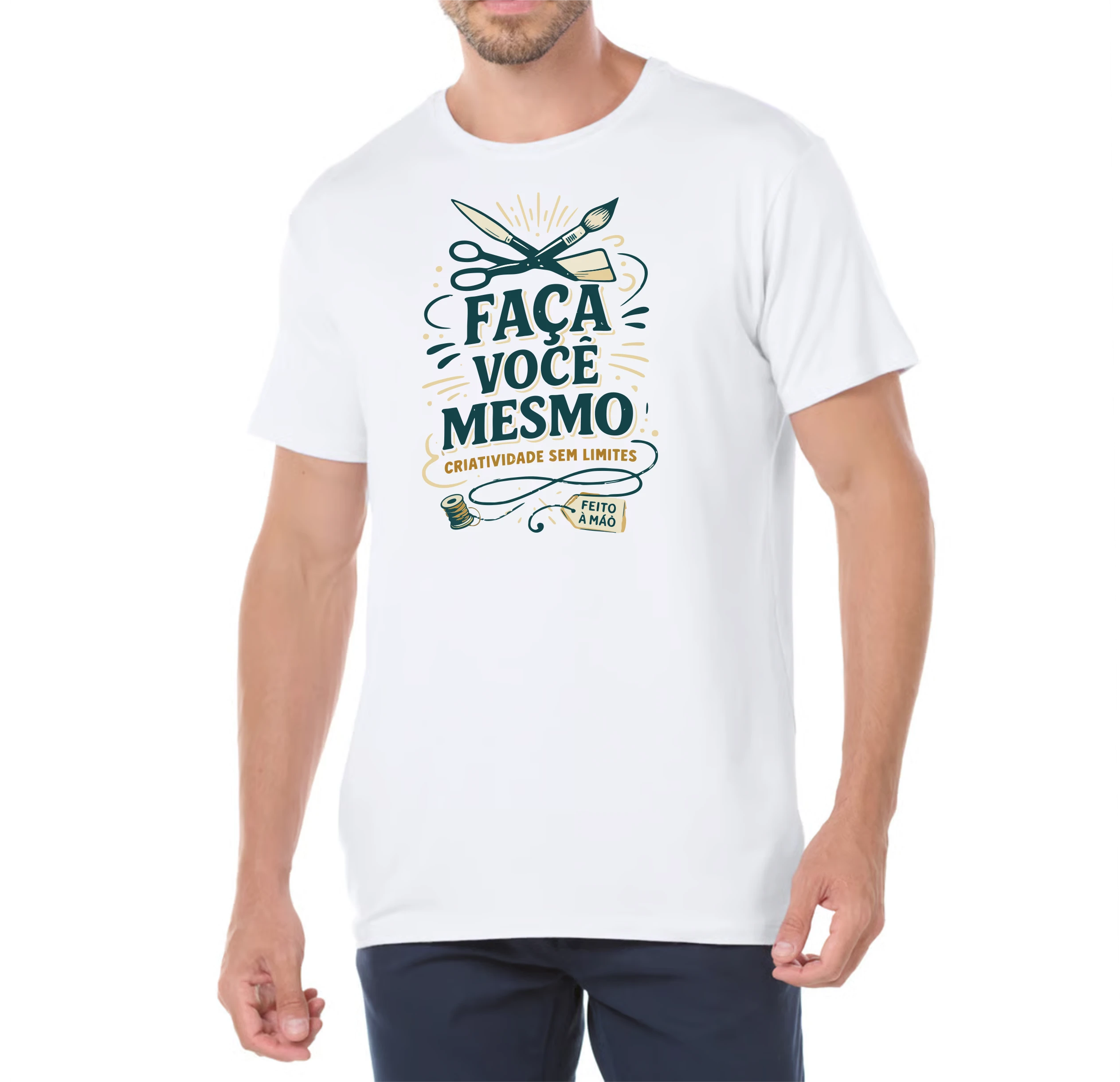 Camiseta Branca 100% Poliéster Personalizada – Crie Sua Estampa e Veja na Hora