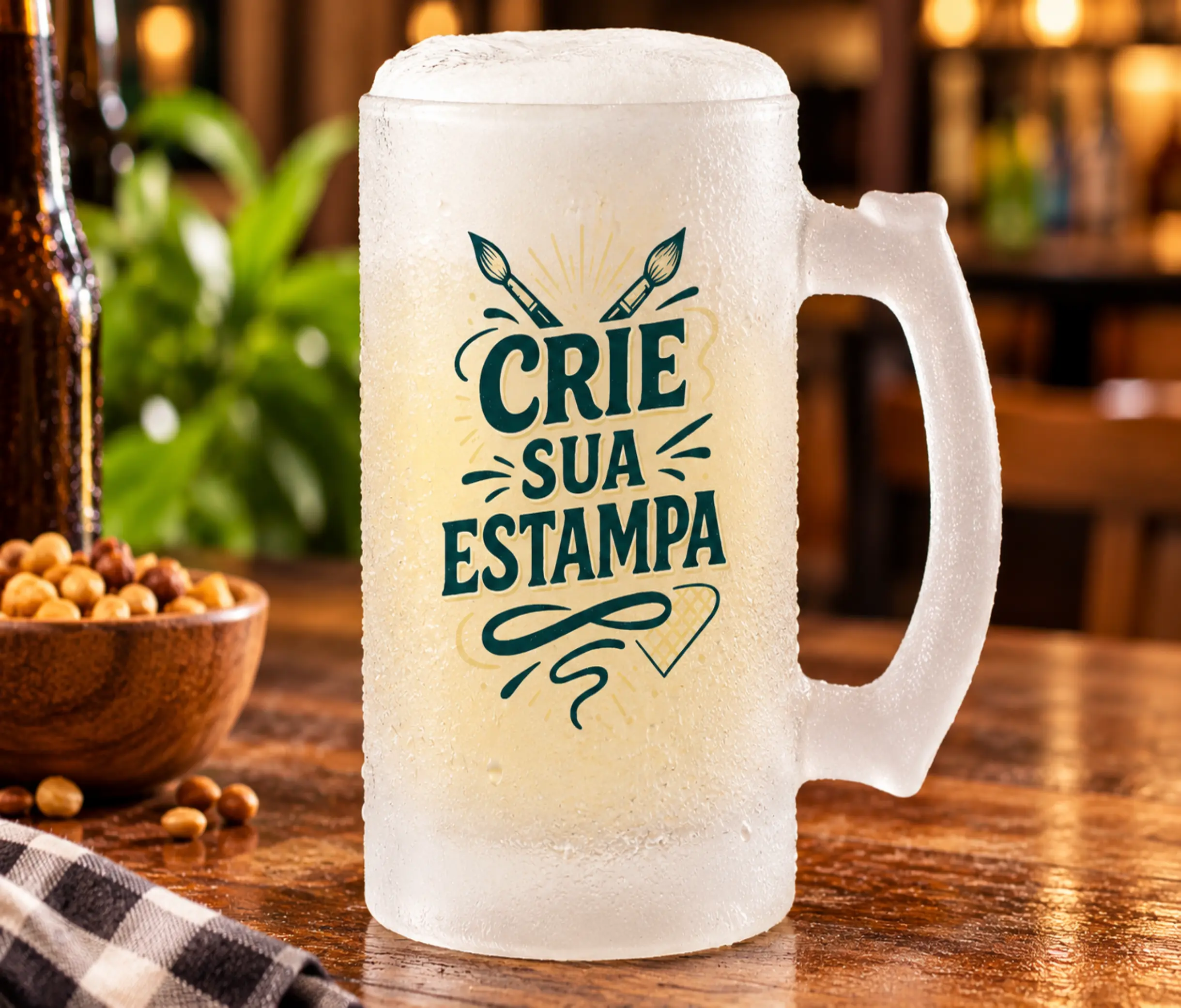 Caneca Chopp de Vidro Jateado 460ml Personalizada — Brinde Sofisticado e Prático para Eventos