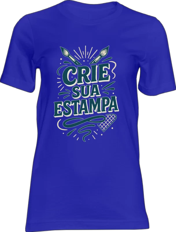 Camiseta Infantil Unissex – 100% Algodão Comfort – Personalizada com Estampa - Branca - Azul