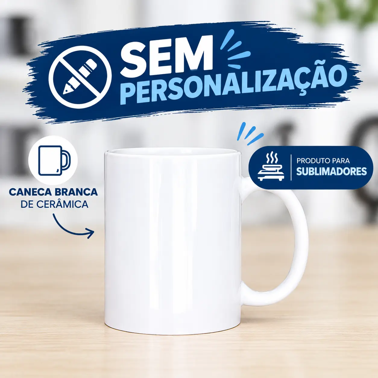 Caneca de Cerâmica Branca 325ml para Sublimação - Pronta para Personalizar