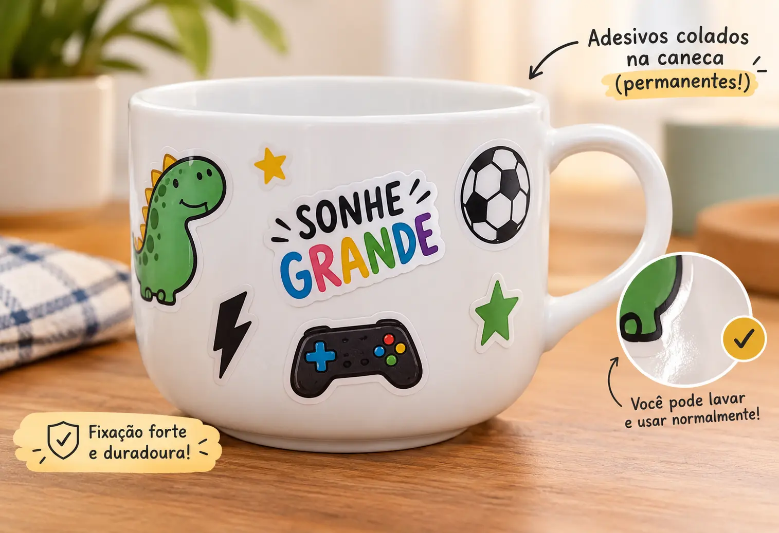 Caneca Bowl 600ml de Cerâmica Personalizada com Adesivo