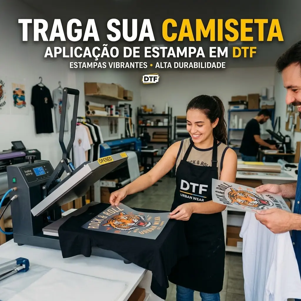 Aplicação de Estampa em DTF — Traga sua Camiseta | Estampa com Alta Definição e Durabilidade