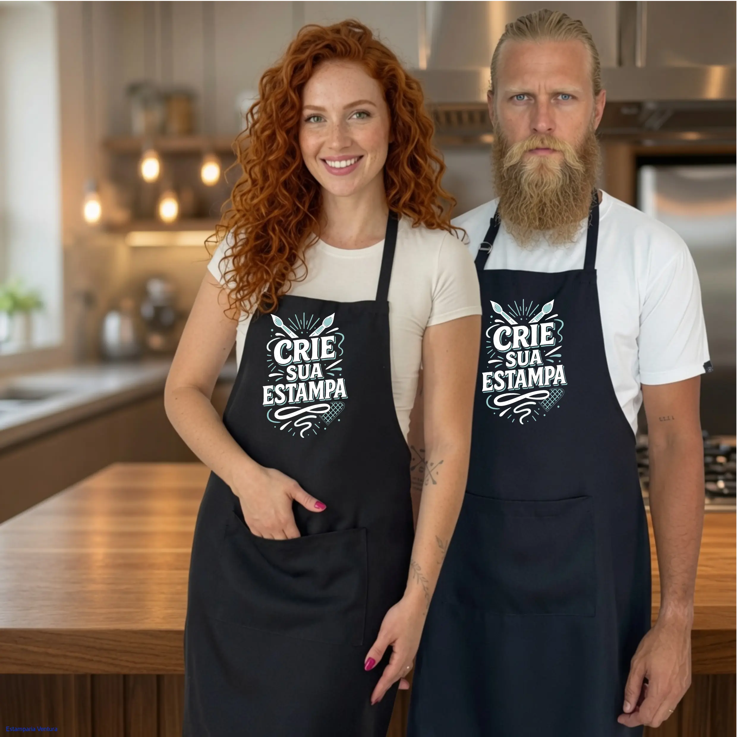 Avental De Cozinha Oxford Liso Com Bolso E Alça Ajustável – Profissional E Churrasco