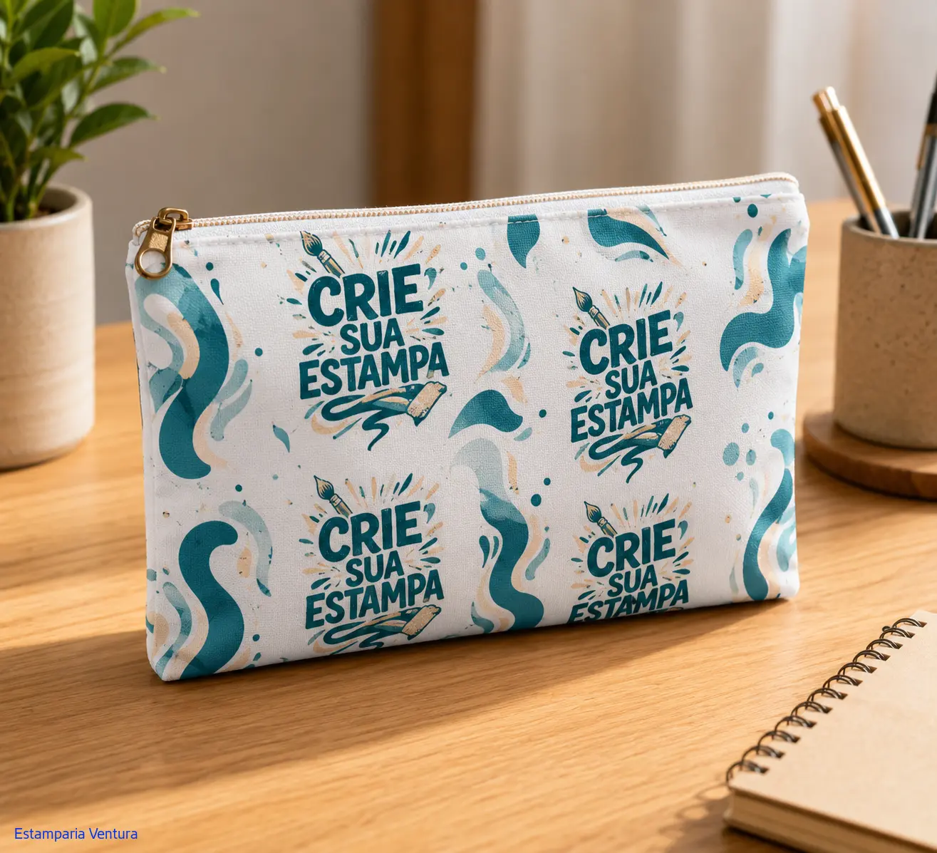 Nécessaire Personalizada 20x15cm em Oxford Branco com Zíper – Estojo Organizador
