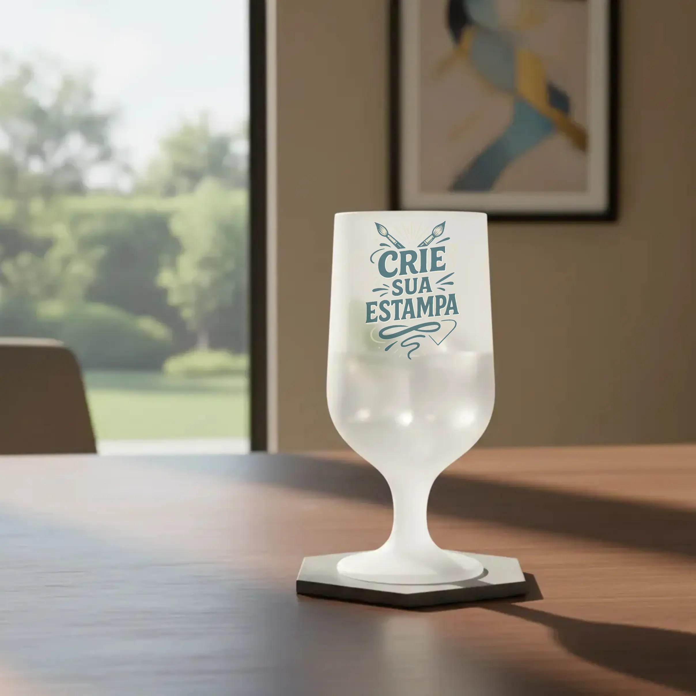 Taça Floripa de Vidro Jateado 300ml Personalizada com Foto ou Logo — Brinde Premium e Presente Sofisticado