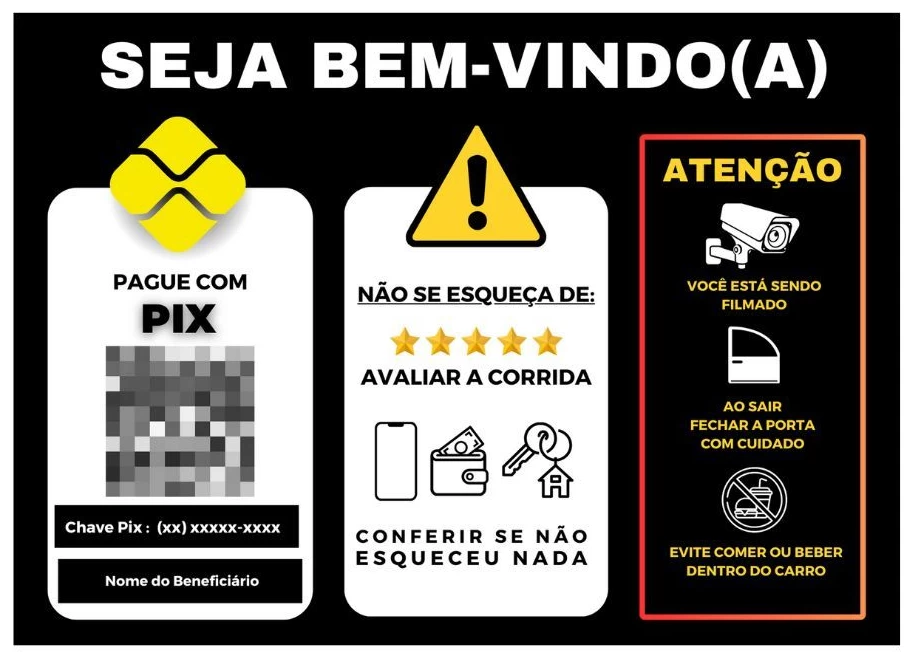 Placa Uber/99 Plastificada – Tamanho A4