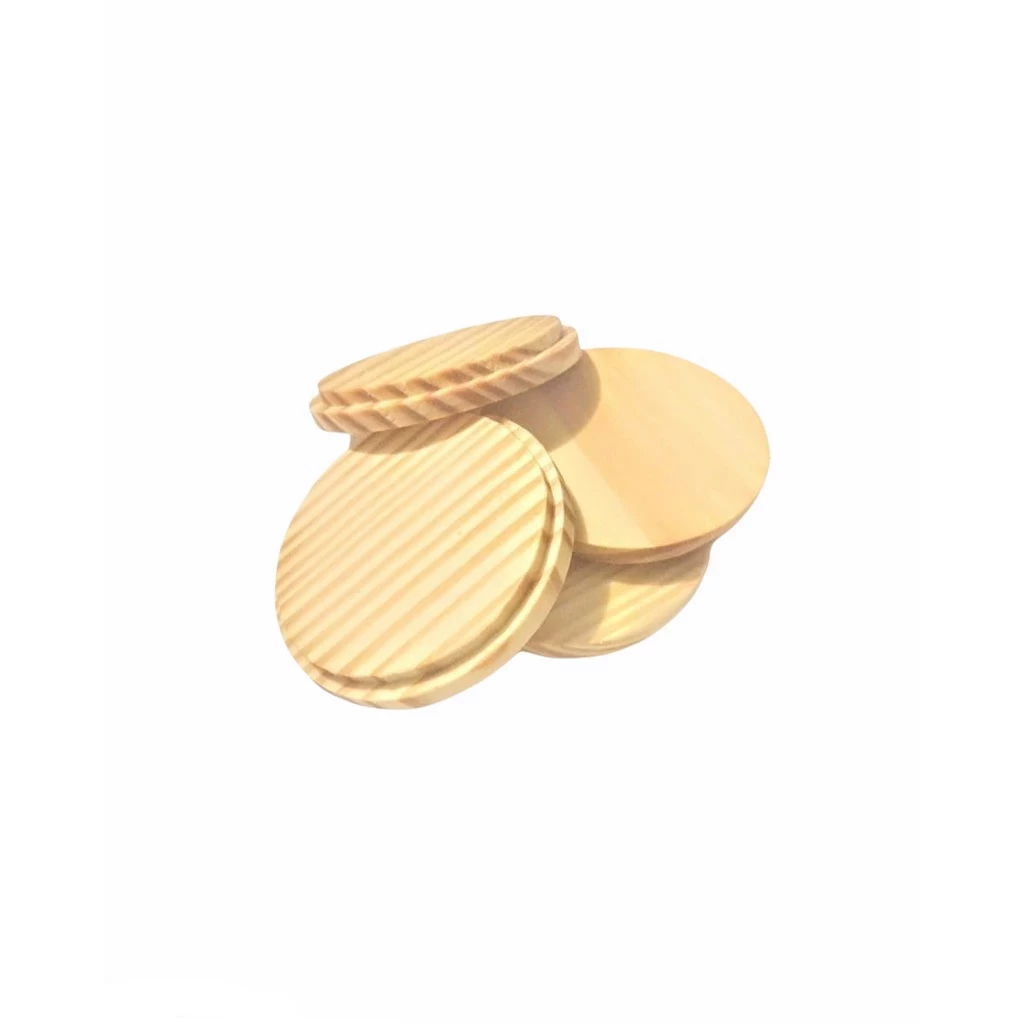 Tampas de Madeira de Pinus para Canecas – 8x7,2x2 cm